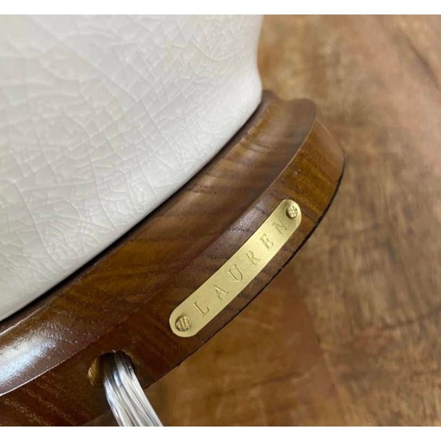 Ralph Lauren Off White Crackle-Glaze Double-Gourd Lamps, a Pair For Sale - Image 6 of 7