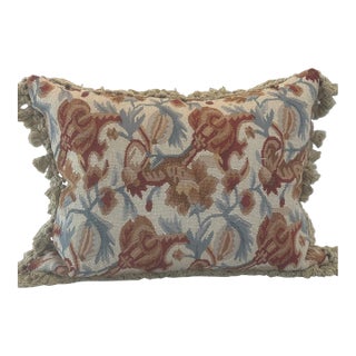 French,Aubusson Tapestry Pillow With Fringe and Trim,velvet in the Back by Gerry Niichols Design For Sale