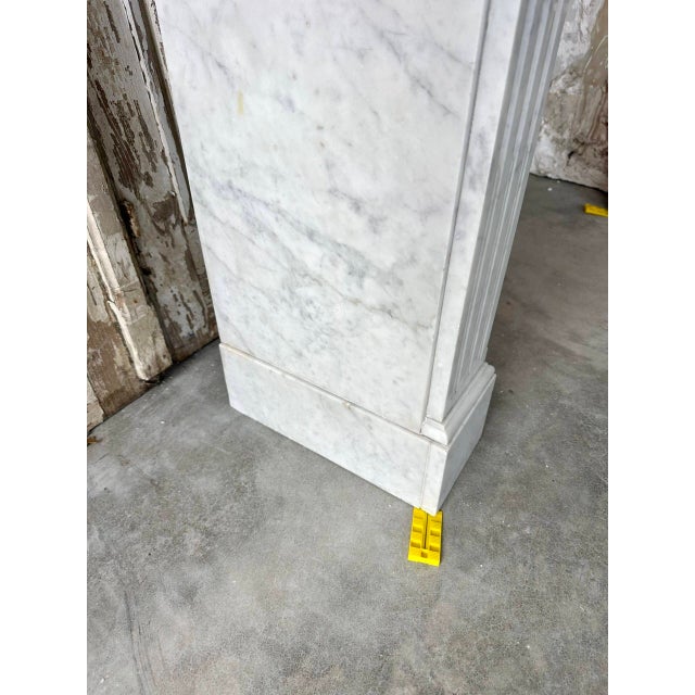 French Fireplace in White Carrara Marble, 1890 For Sale - Image 12 of 14