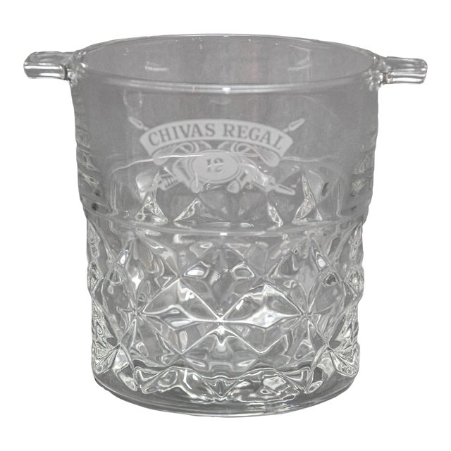 Vintage Heavy Cut Glass Ice Bucket Chivas Regal France 1980s For Sale