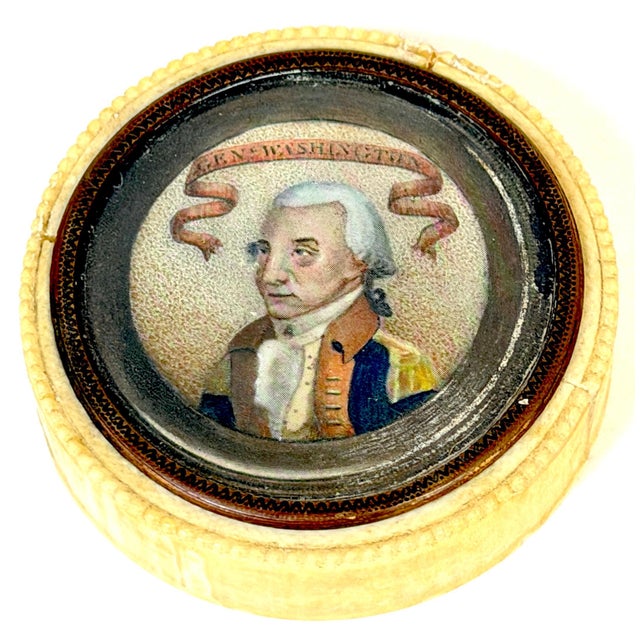 Early 19th Century French George Washington Memorial Bone Snuff Box France for the American Market, circa 1800–1825 An...