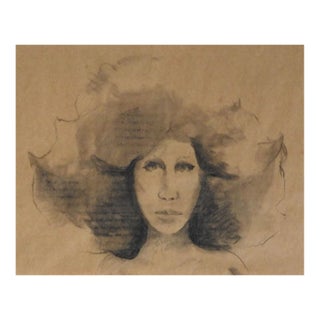 Vintage Mid Century Portrait Study of Woman Drawing For Sale