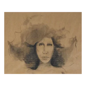 Vintage Mid Century Portrait Study of Woman Drawing