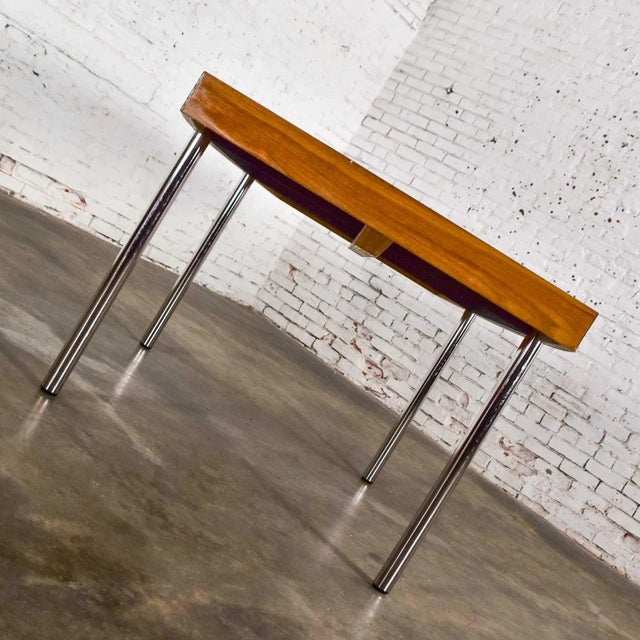 Late 20th Century Modern Dining or Conference Table Walnut and Chrome Boat Shaped by Jens Risom for Howe Furniture For Sale - Image 6 of 13
