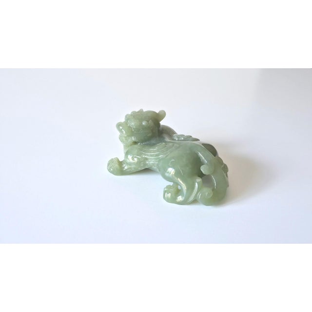 Chinese Celadon Jade Bixie Figure, Qing Dynasty or Early Republic Period For Sale In Cleveland - Image 6 of 8