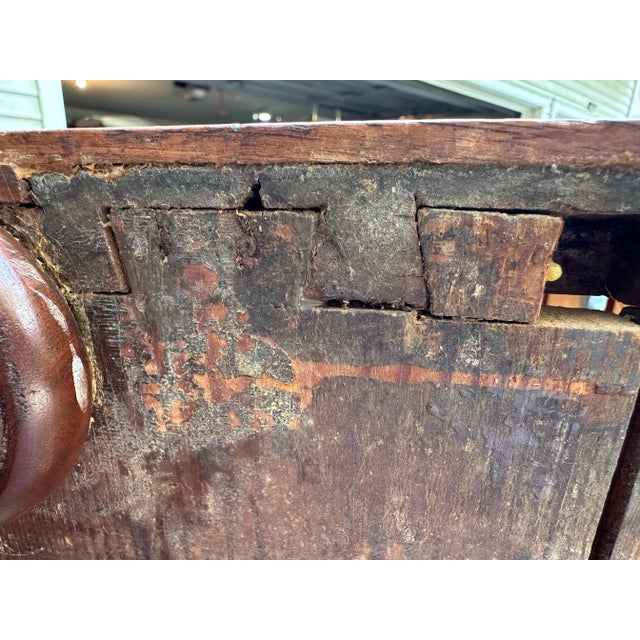 Fine Antique Southern Cherry Wood Chest With Black Walnut Knobs and Turned Feet For Sale - Image 10 of 12