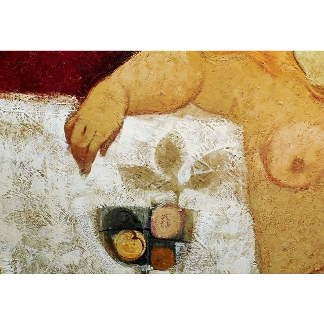 Textile Sunol Alvar "Le Repos" Original Oil on Canvas With Custom Framed For Sale - Image 7 of 10