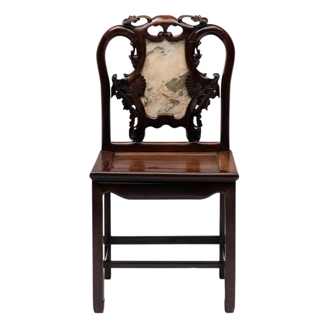 Shanghai Deco Marble Back Chair, C. 1930 For Sale