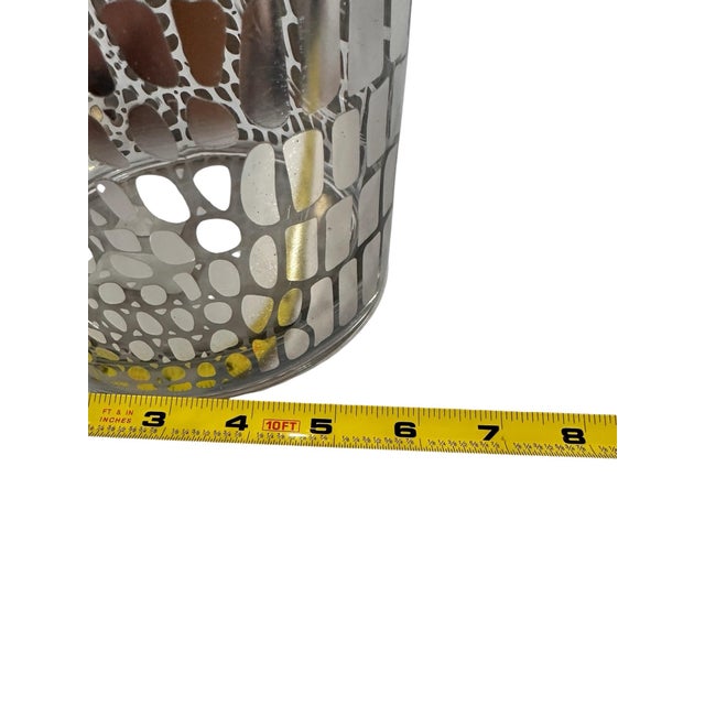 Beautiful Clear, Cylindrical Vase With Embossed Chrome Alligator Print For Sale - Image 4 of 8