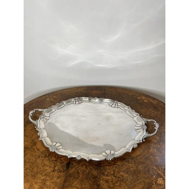 Large Antique Edwardian Silver-Plated Tea Tray, 1900s For Sale - Image 3 of 6