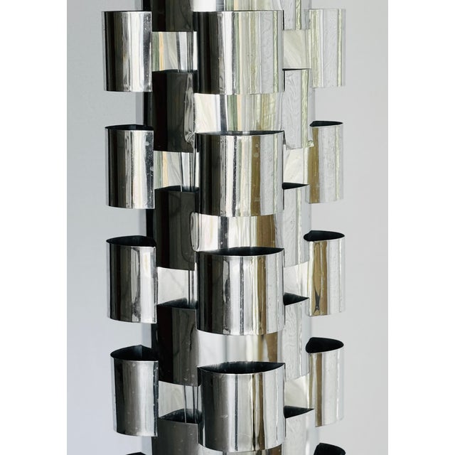 Metal 1970s Mid Century Modern Curtis Jere Polished Steel Floor Lamp For Sale - Image 7 of 13