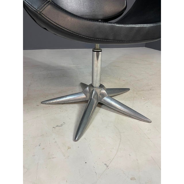 Black Alipes Black Swivel Salon Chair with Chrome Star Base by Giorgetto Giugiaro for Gamma & Bross, Italy, 1940s For Sale - Image 8 of 10
