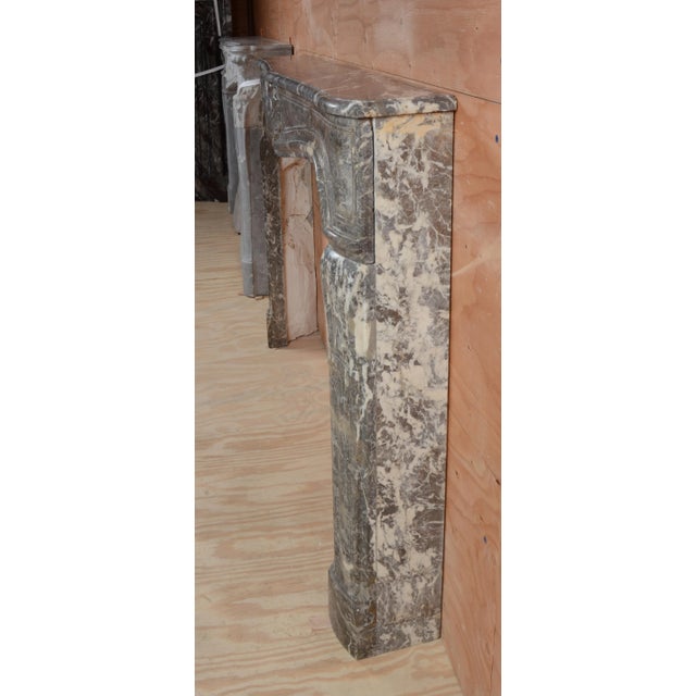 French 18th Century Antique LXV French Fireplace Mantel Medium Gray Marble For Sale - Image 3 of 12