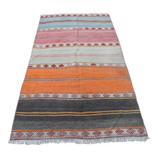 1990s Traditional Orange Striped Cappadocia Rug For Sale