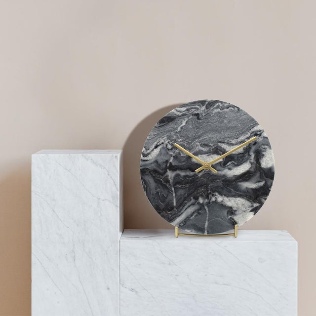 Transitional Piero Black Marble Clock For Sale - Image 3 of 11