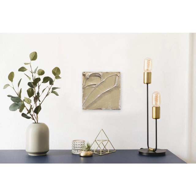 Tan Thick Impasto Textured Minimalist Original Painting "Forces of Nature 20" Original Artwork by Len Klikunas For Sale - Image 8 of 10