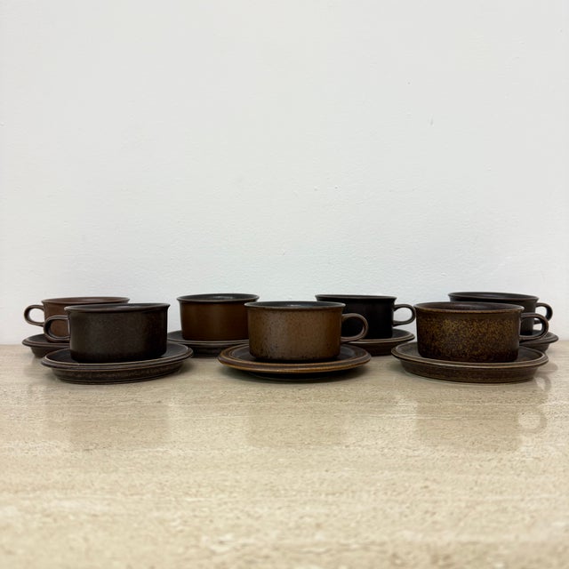 Brown Cups by Ulla Procope for Arabia, 1970s, Set of 7 For Sale - Image 8 of 18