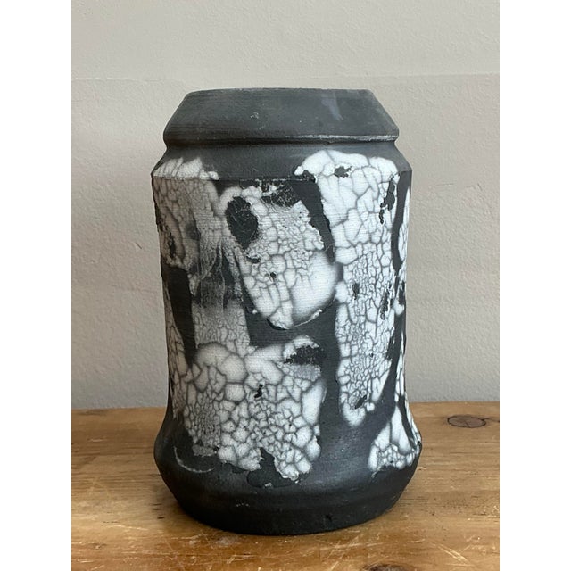 Late 20th Century Vintage Original Raku Fired Pottery Vase For Sale - Image 5 of 12