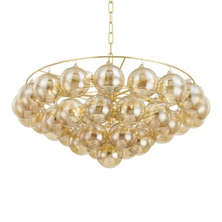 Mitzi Mimi 9-Light Glass Ball Chandelier in Aged Brass For Sale