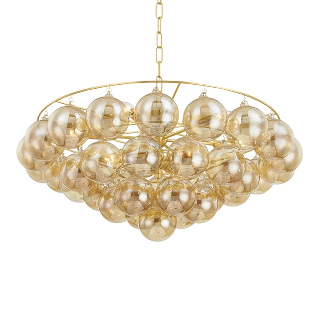 Mitzi Mimi 9-Light Glass Ball Chandelier in Aged Brass For Sale