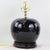 Black A Pair Early 20th Century Black Monochrome Porcelain Watermelon Jar Table Lamps on Carved Wood Bases For Sale - Image 8 of 15