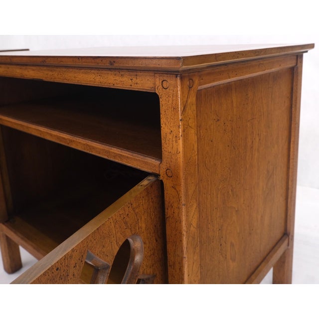 Pair Double Door Pierced Carved Doors Compartment Night Stands End Tables Mint For Sale - Image 9 of 17