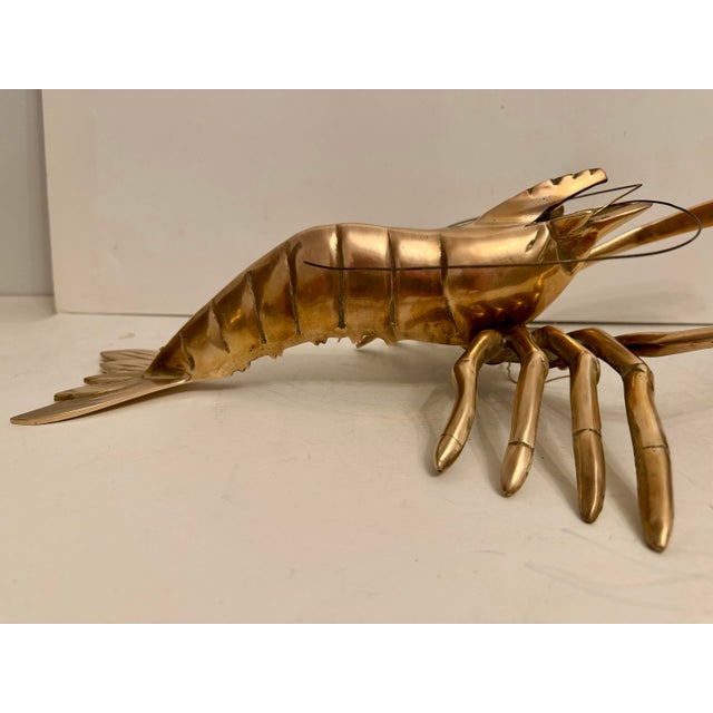 Metal Giant Brass Crawfish or Lobster Sculpture, Hollywood Regency Style For Sale - Image 7 of 12