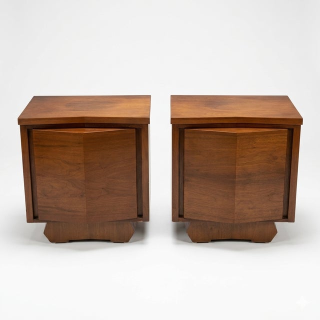 Sculptural Atomic Style Mid-Century Modern Pair of Nightstands, C. 1960s For Sale - Image 9 of 11