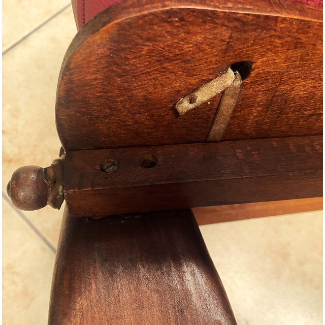 Antique Egyptian Ottoman with Brass Ornamentation and Leather, 1920s For Sale - Image 13 of 18