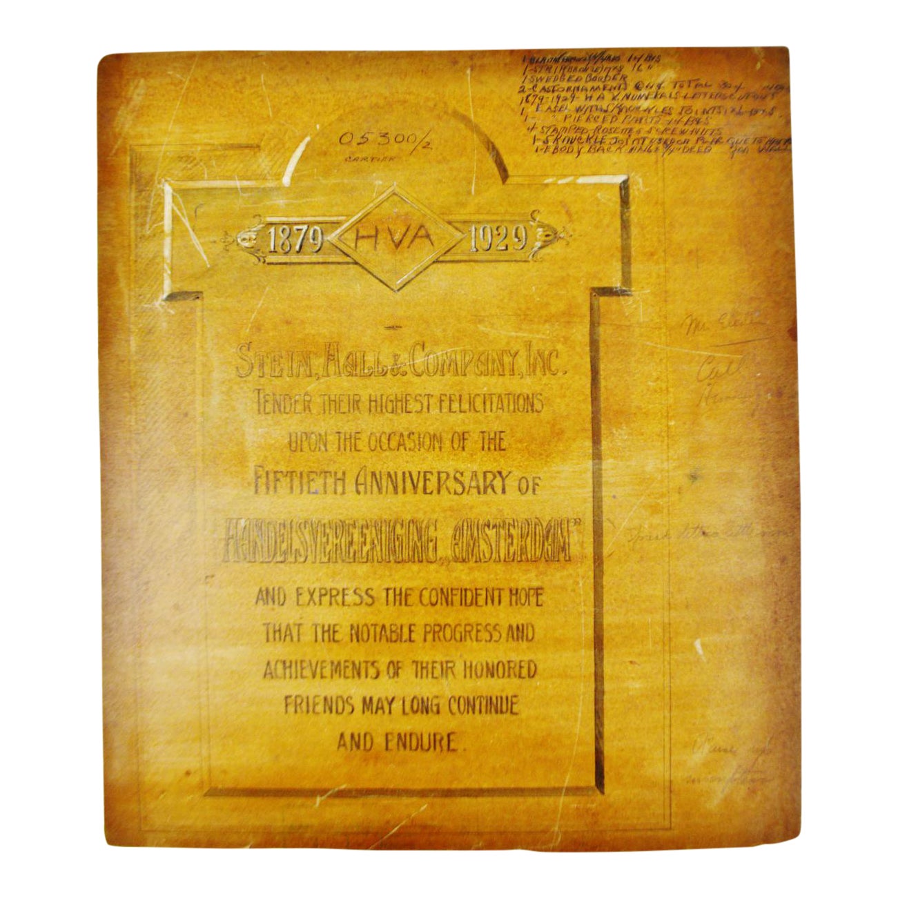Art Deco Stein Hall and Company Plaque Design Drawing - Lacquered Paper ...