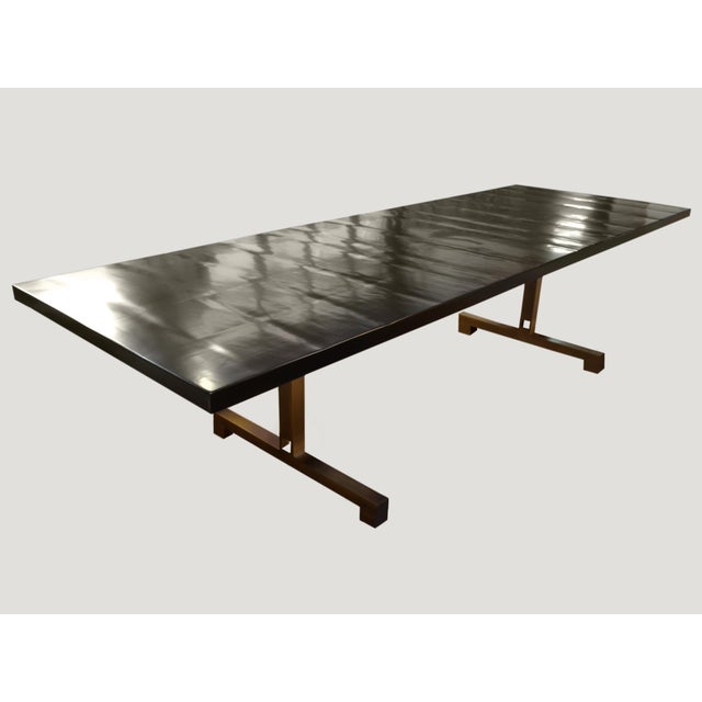 Andrianna Shamaris French Polished Cube Base Dining Table For Sale - Image 4 of 5