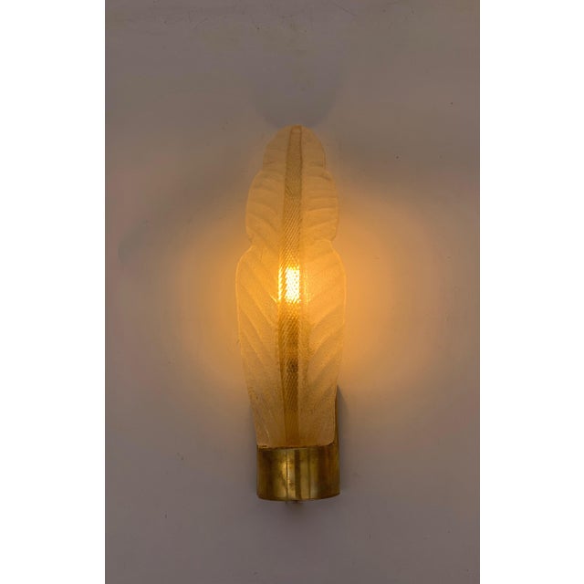 1960s Glass and Gilt Leaf Wall Lamp attributed to Barovier, 1960 For Sale - Image 5 of 6