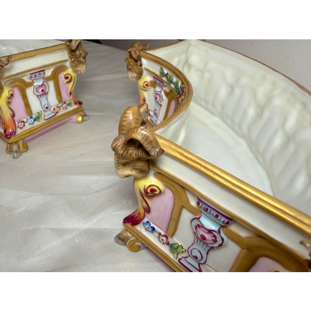 Antique 4 Piece Italian Capodimonte Porcelain Table Garniture Jardiniere Set For Sale - Image 18 of 18