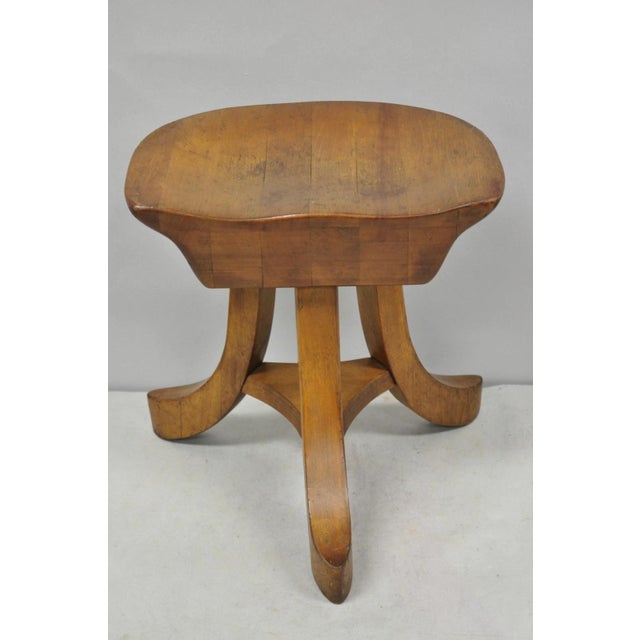Vintage Mid Century Modern Mahogany Adolf Loos Theban Style Tripod Saddle Stool For Sale - Image 17 of 17