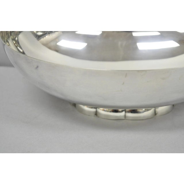 Metal Vintage Poole 811 Modern Silver Plated Scalloped Footed Oval Serving Fruit Bowl For Sale - Image 7 of 11