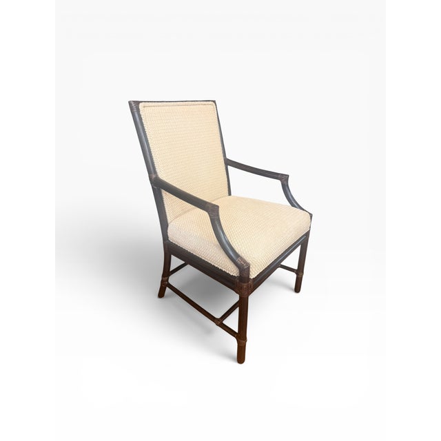 McGuire San Francisco Rattan Dining Arm Chairs With Diamond Lattice Backs – Set of 6 For Sale In Boston - Image 6 of 16