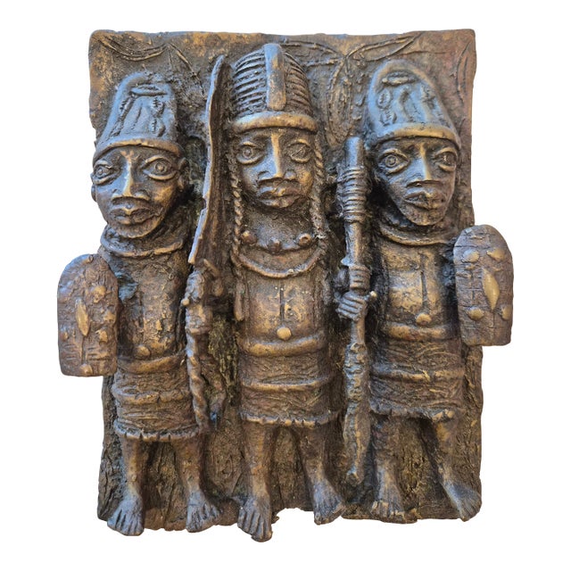 Bronze African Palace Plaque For Sale