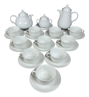 White Porcelain Tea Set for Ten People by Richard Ginori, 1940s, Set of 23