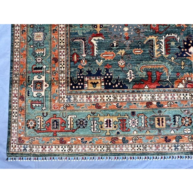 Textile Hand-Knotted Afghan Kazak Chobi Wool Area Rug - 8'8" X 11'10" For Sale - Image 7 of 18