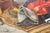 Blue Moroccan Orientalist Oil on Canvas Painting Moroccan Market 19th Scene For Sale - Image 8 of 11