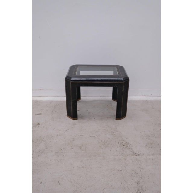 Side Table in Tessellated Green Marble, Glass and Brass, 1960 For Sale - Image 3 of 6