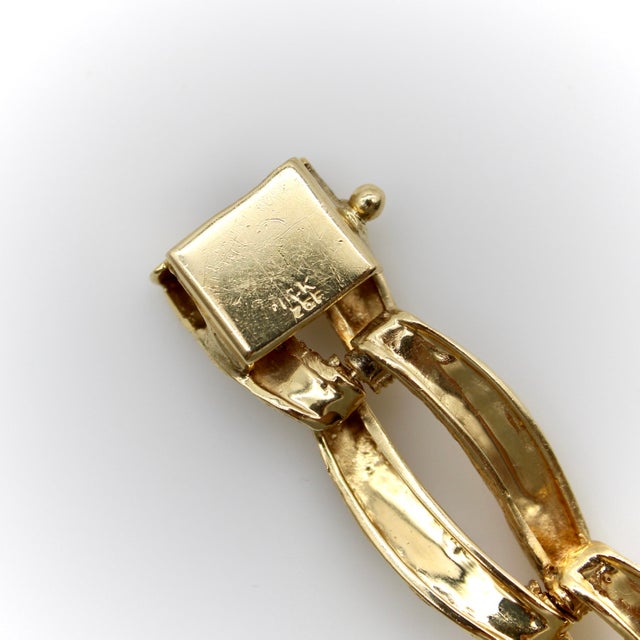 Metal 14k Gold Zelman & Friedman Vintage Textured Elongated Link Bracelet For Sale - Image 7 of 9