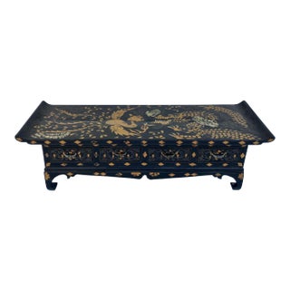 Late 19th Century Lacquered Asian Stone and Mother of Pearl Inlay Altar Cabinet For Sale