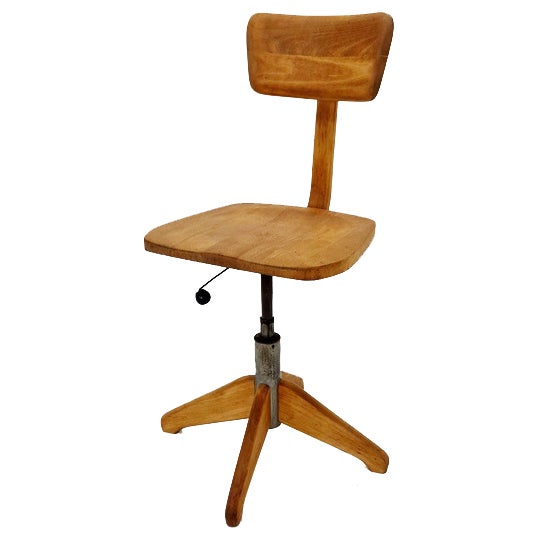 Bauhaus Swivel Office Chair in Wood by Stollgiroflex, 1930s For Sale