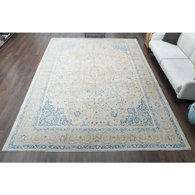 1970s 1970s Vintage Persian Handmade Wool Cotton Beige Area Rug For Sale - Image 5 of 11
