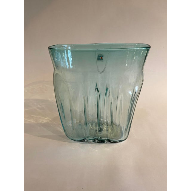 Aqua Mid 20th Century Blenko Pleated Vase For Sale - Image 8 of 8