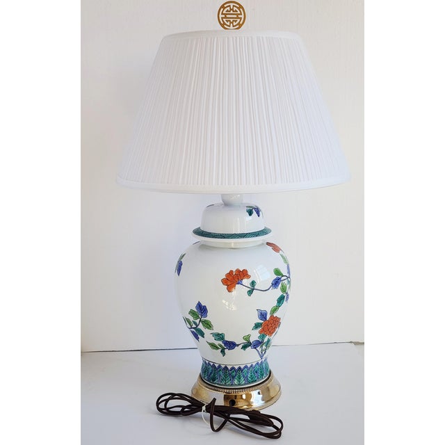 Vintage Ginger Jar Floral Motif Table Lamp For Sale - Image 4 of 12
