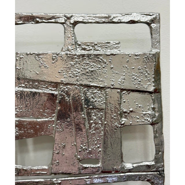 Abstract Vintage Brutalist Cast Metal Wall Sculptures, Pair For Sale In Miami - Image 6 of 10