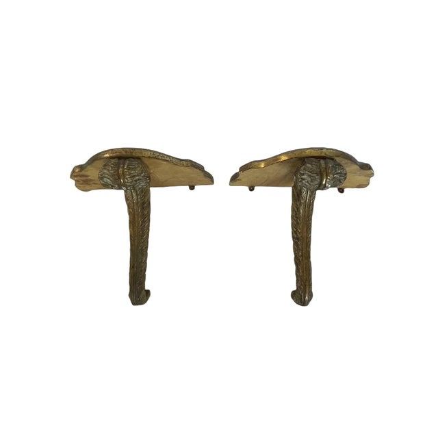 Gold 1950s Italian Console Wall Brackets - a Pair For Sale - Image 8 of 8