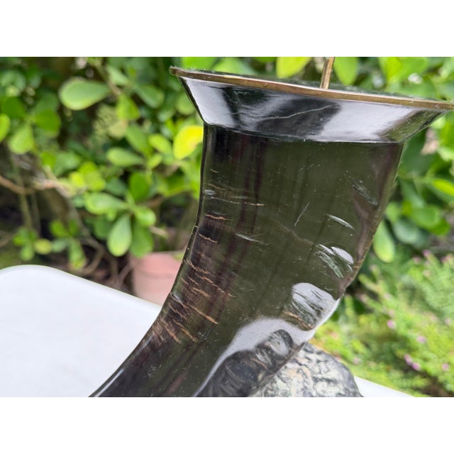 Stone Vintage Maitland-Smith Sculptural Horn Candleholder With Stone Base For Sale - Image 7 of 10